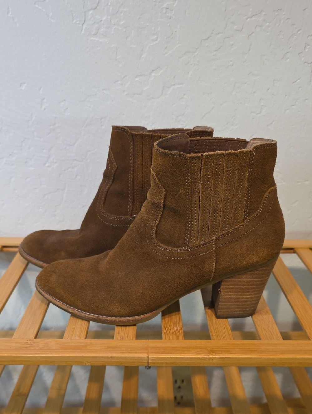 Dolce Vita Brown Suede Ankle Booties with Stacked Heel